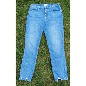 PAIGE Sarah Slim Jeans Womens 30 Darcene Dist Ultra Hem Button Fly Raw Hem